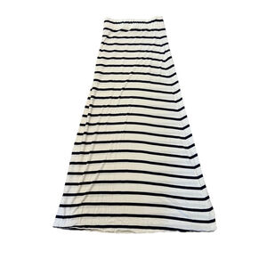 ONLY White & Navy Striped High Elastic Waist Lightweight Casual Maxi Skirt XS